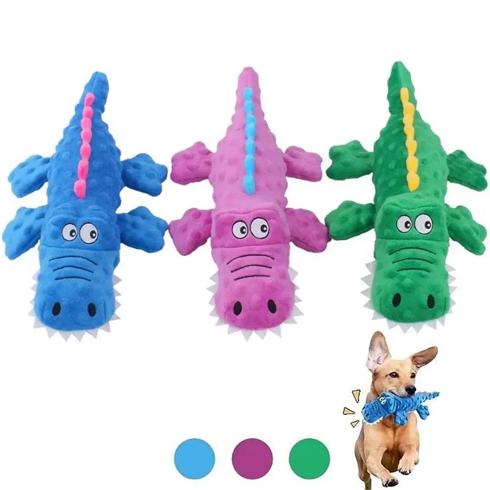 Pet Plush Toy Dog Sound Crocodile Animal Shape Toy Interactive Dog Teeth Clean Chew Toy Pet Supplies For Small Meduim Large Dog