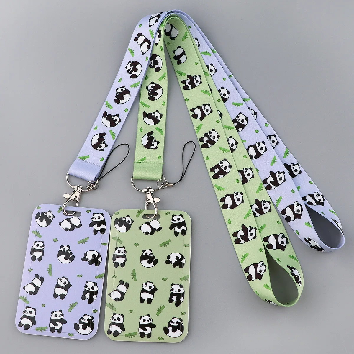 Panda Mobile Phone Rope Bus Card Access Control Work Permit Card Student Badge Hard Shell Lanyard Card Holder