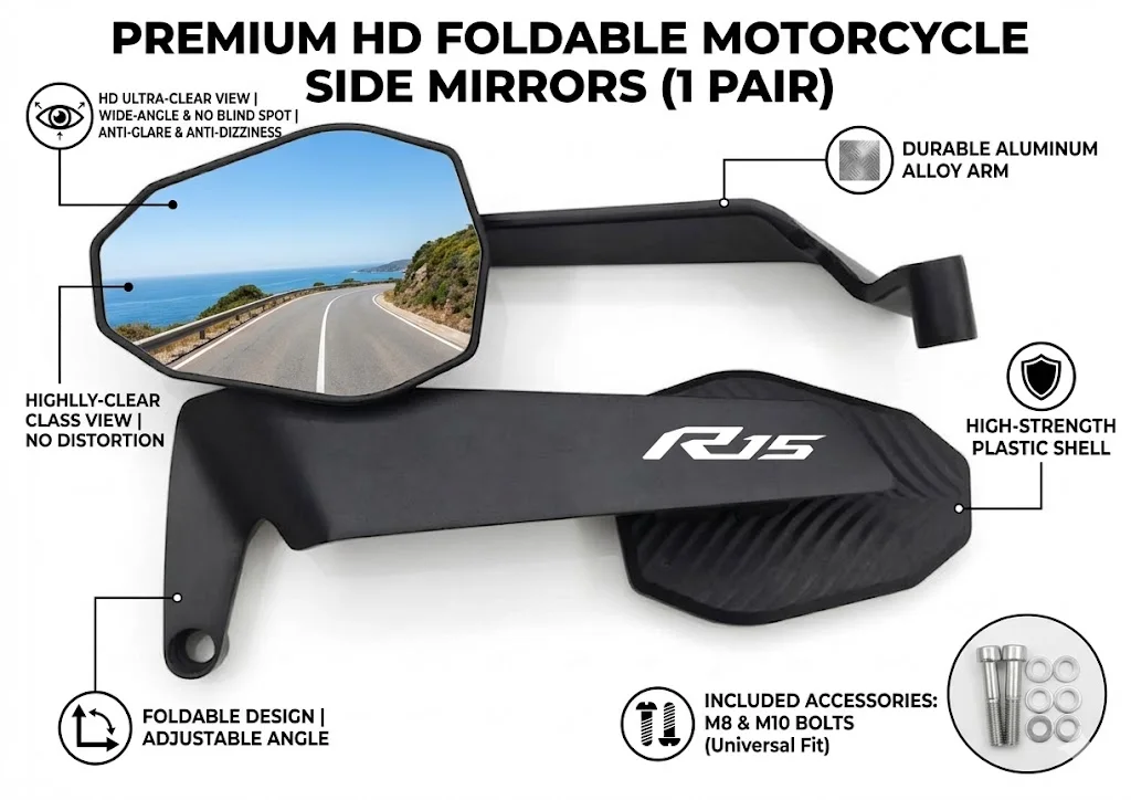 Modified Wind Wing Motorcycle Side Rearview Mirrors Accessorie For Yamaha YZF R15 V2 V3 ABS 2009-2020 2021 2022 2023 2024 2025