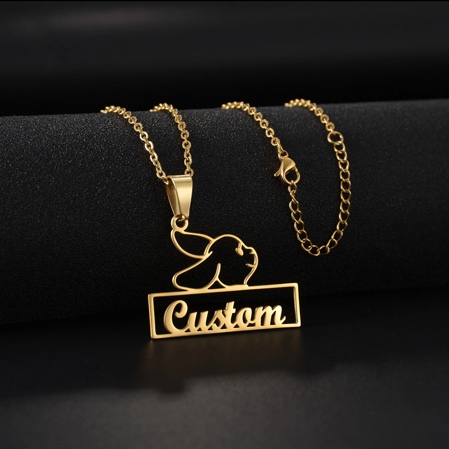 Acheerup Personalized Name Cute Animal Necklace for Women Stainless Steel Custom Dinosaur Cuban Chain Pendant Men Jewelry Gift