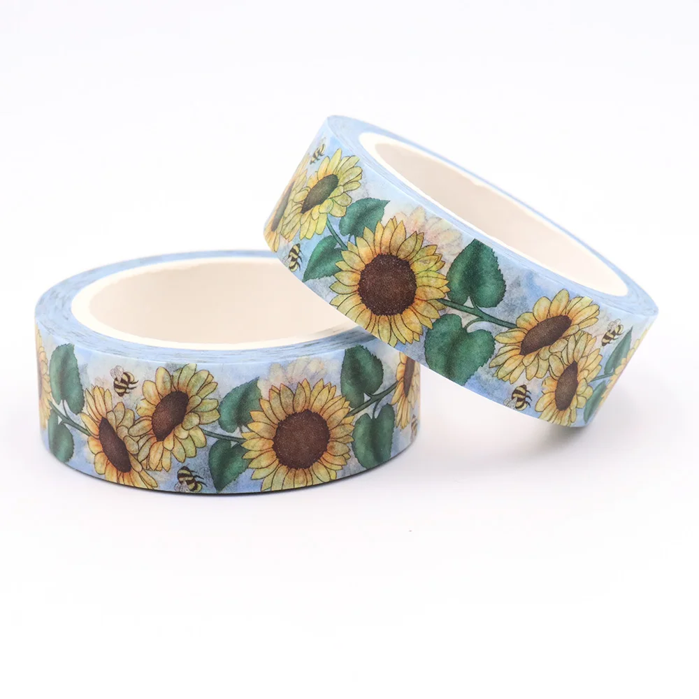 NEW 1PC 15mm*10m Spring Sunflower Plants Washi Stickers Decorative Stationery MaskingTape school supplies