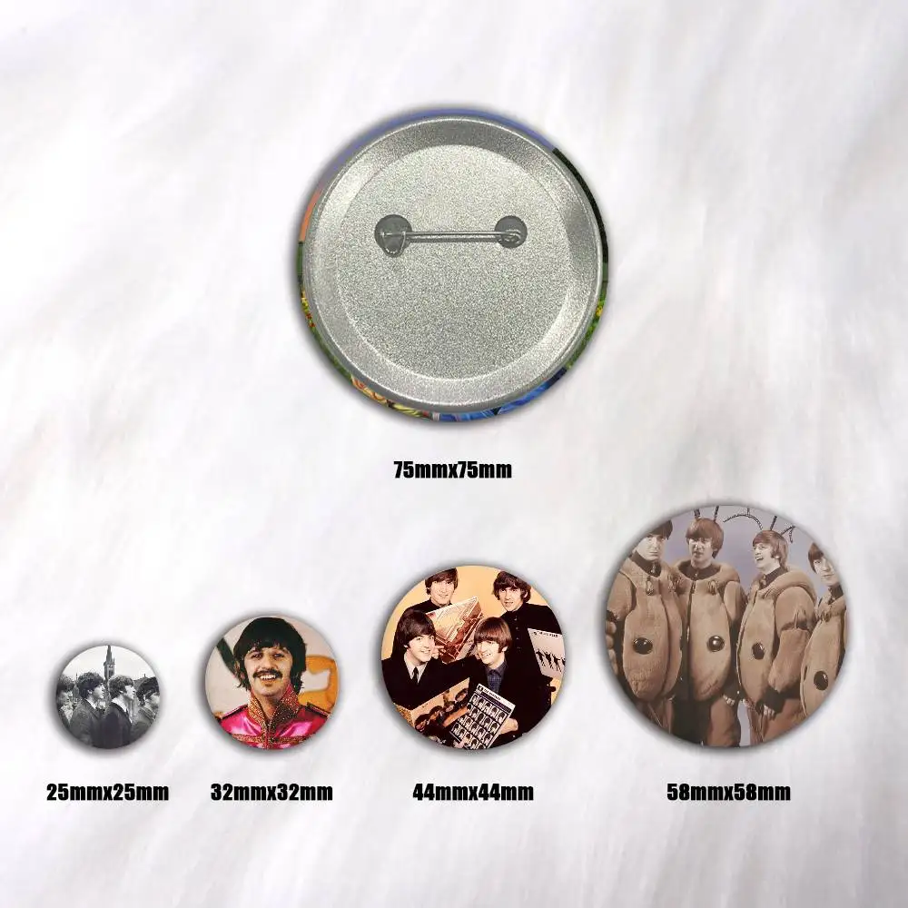 A-The B-Beatles Snap-in Pins Cartoon Character Round Creative Brooches For Backpack Accessories Jewelry Gifts