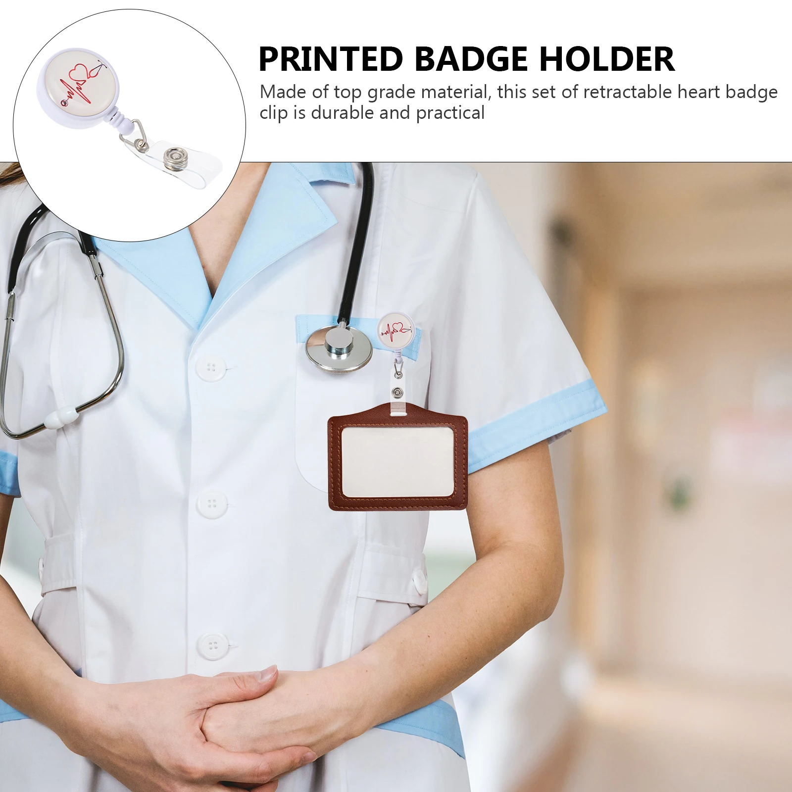 

2Pcs Nurse Badge Retractable Clips Compact Stylish Id Card Holders Lightweight Badge Clip for Office Staff Restaurant Servers