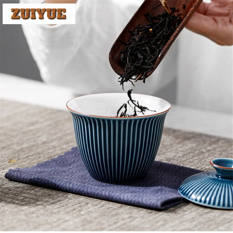 130ml Ceramic Hishimonus Sancai Cover Bowl Tea Cup Tea Bowl Single Kungfu Tea Set Household Tea Maker Hand Grasping Pot Coarse