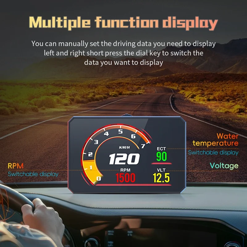 Super Sale P16 Car OBD HUD OBD2 Head Up Display Car Projector Digital Speedometer Water Temp Speed Security