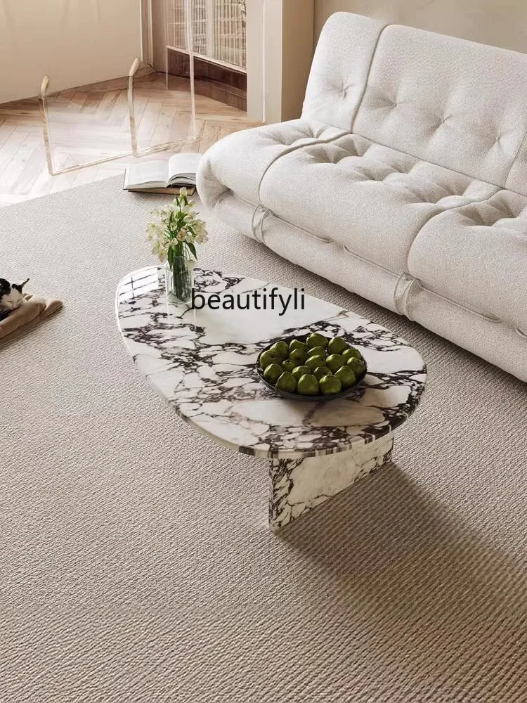 Coffee Table Living Room Home Small Apartment Cream Style Retro Marble Shaped Simple Modern Creative French Style