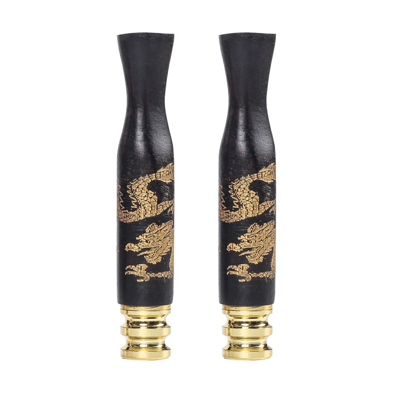 Carved Dragon Ebony Cigarette Holder Filter Wooden Cigarette Smoking Pipe Bit Straight Filter Tobacco Filter Cigarette Holder