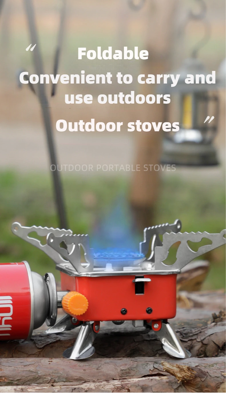 Outdoor Mini Square Stove Portable Folding Gas Stove Card Camping Cooking Utensil Ultra-Light Travel Cookware Hiking Equipment