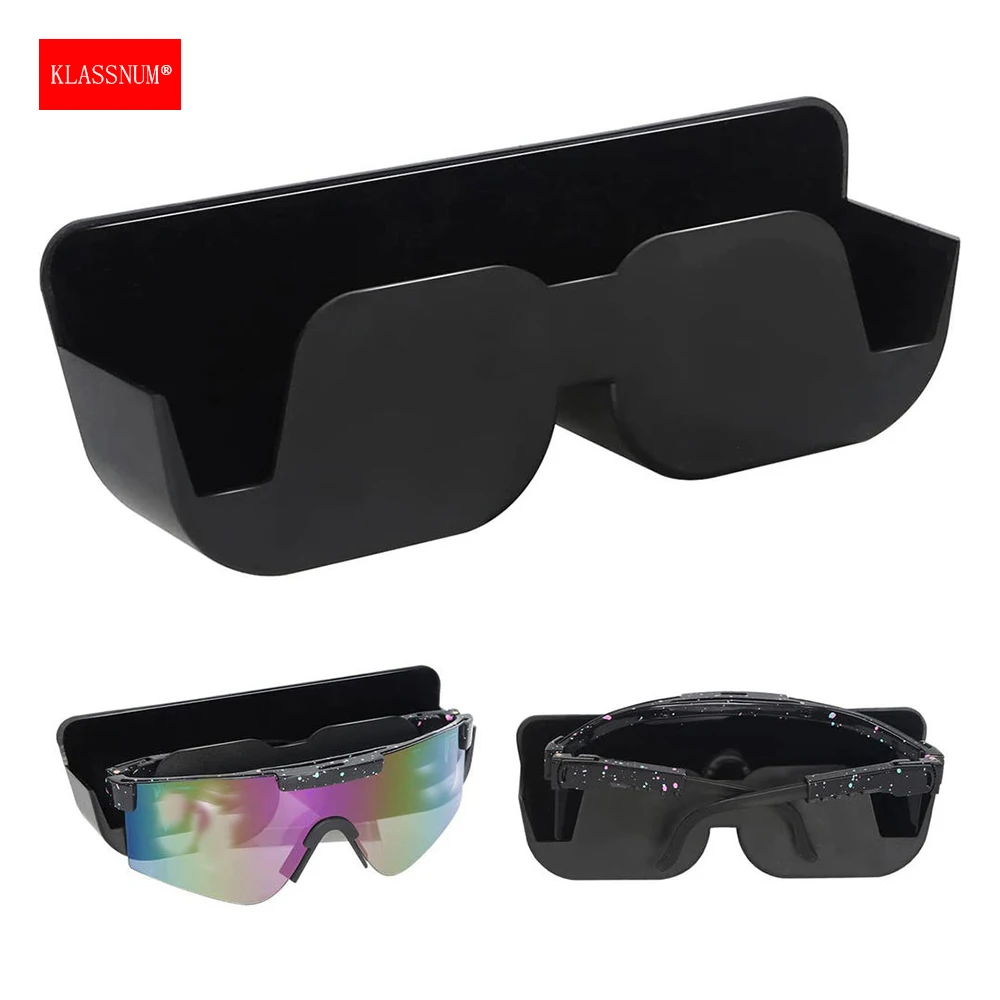 

KLASSNUM Self-adhesive Car Auto Sun Visor Glasses Box Sunglasses Reading Glasses Holder Wall Mounted Glasses Case