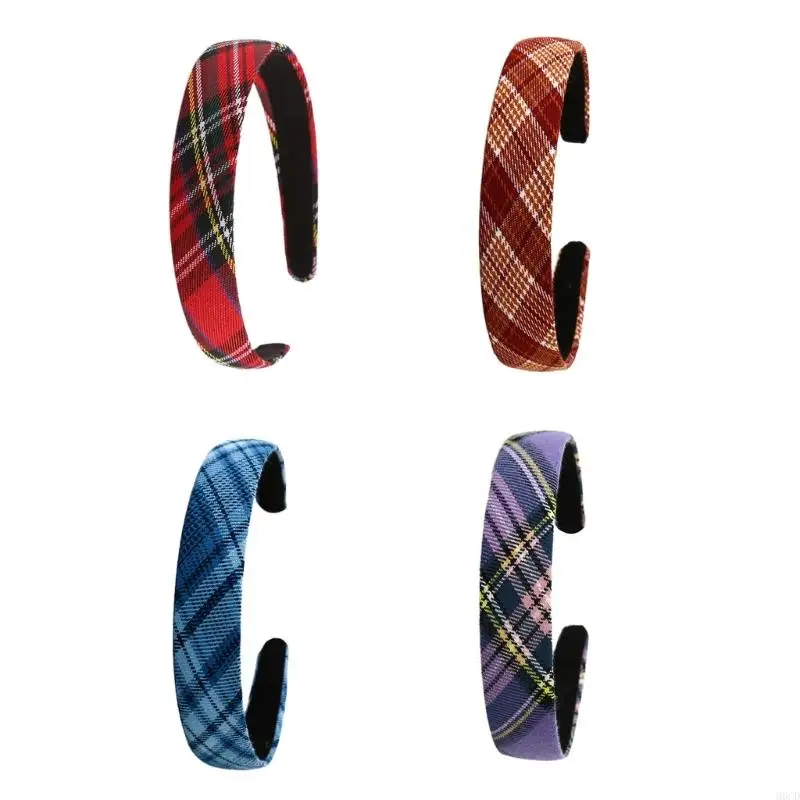 

M6CD Classical Checkered Hairband Breathable Fabric Wide Hairband Travel Friendly Hair Decoration for Adult Teens Daily Wear