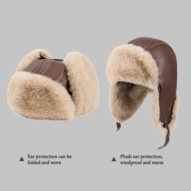 Winter Warm Ear Protector Head Cap For Men Women Outdoor Thick Windproof Warm Cycling Cap Retro Pilot Locomotive Warm Cap