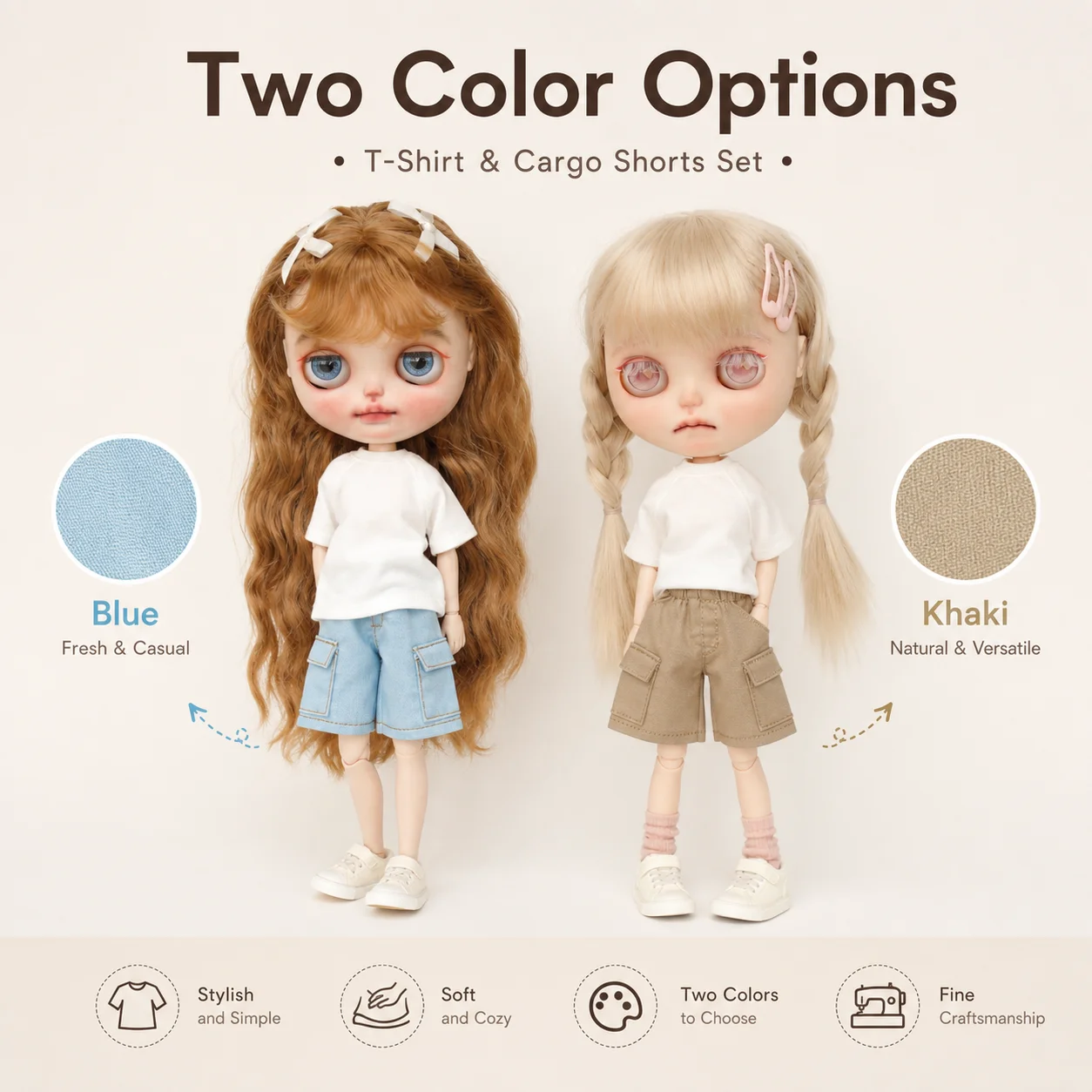 Blythe doll clothes accessories top shorts ob22 ob24 azone small cloth T blood shorts 19 joint second-generation doll clothes wo