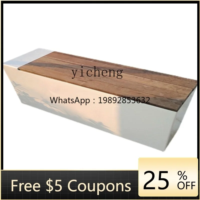 

ZZf Fiberglass Lounge Chair Outdoor Strip Solid Wood Antiseptic Wood Public Art Gallery Shopping Mall Stool