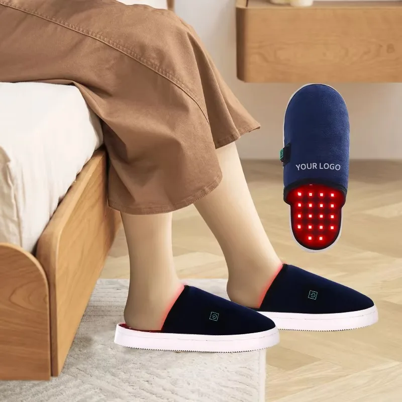Custom Logo Wavelength Battery Powered Red Light Therapy Slippers 660nm 850nm Light