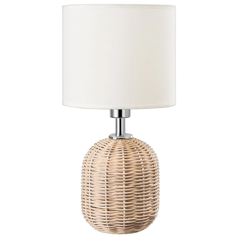 Bamboo rattan desk lamp, retro cylindrical lampshade bedside lamp, bedroom living room desk lamp