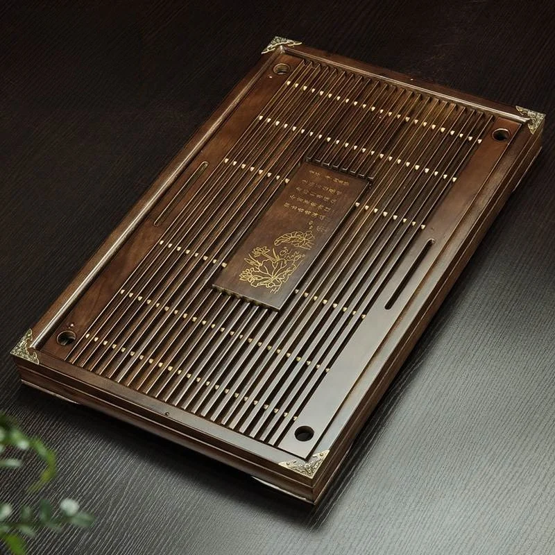 

Деревянный чайный поднос Rongqi с дренажем для домашнего использования, для чайного набора Гунфу, чайный столик с дренажным поддоном, простой поддон для сбора воды