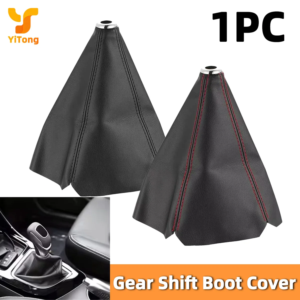 Yitong 1PC Car Gear Lever Cover PU Leather Wear-resistant Gear Lever Dust Cover Gear Shifter Cover Replacement Car Accessories