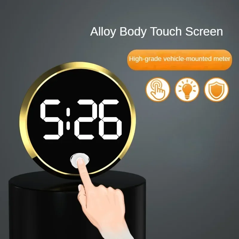 Reloj de coche luminoso reloj electrónico automotriz reloj Digital adhesivo interno con Interruptor táctil pantalla LED grande adorno automático