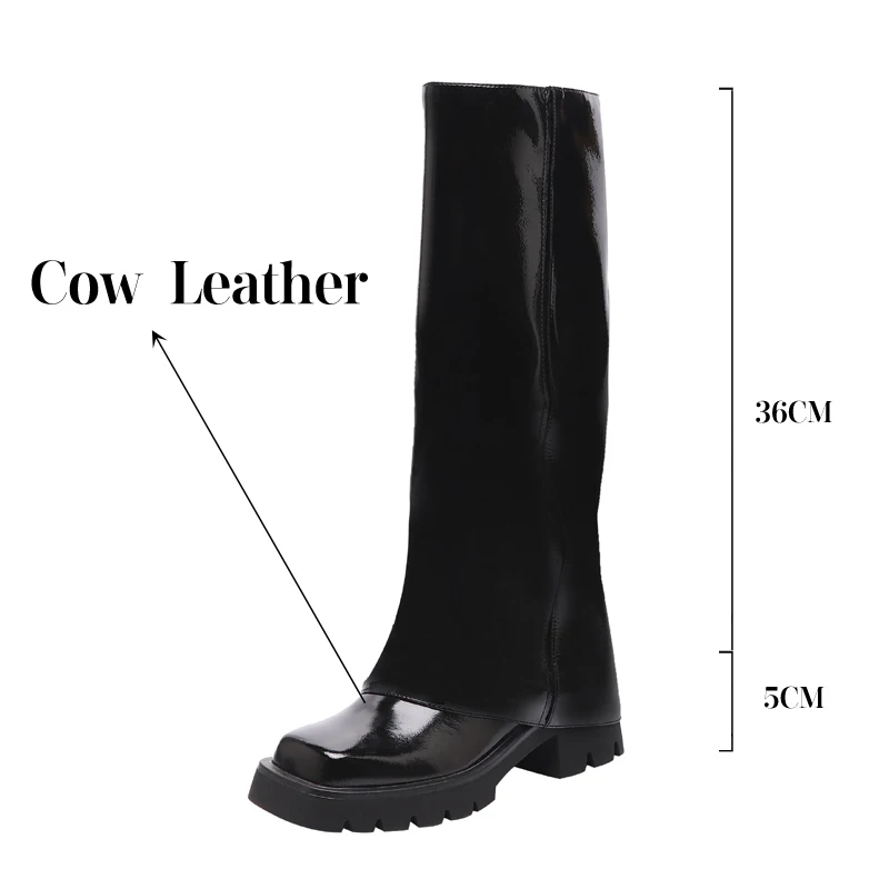 TULING JUN 2023 Winter Women's Shoes Square Toe Thick Medium Heels Daily Simple Handsome High Boots For Women FL-A770