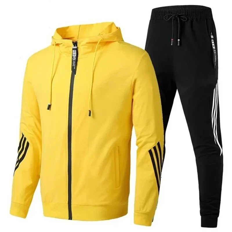 

New Men's Sports Set 2-piece Men's Spring and Autumn Jacket Casual Zipper Jacket Sportswear+Pants Sportswear Hoodie Sportswear S