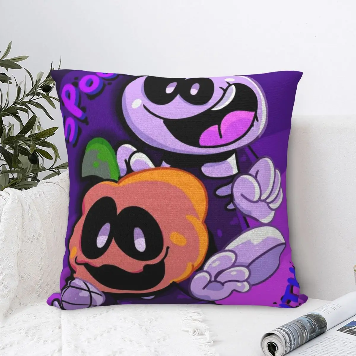 Spooky Month Horror Cartoon Pillowcases Accessories Print Cushion Cover Decor Pillow Case Cover Bed Zippered 45*45cm Multi Size