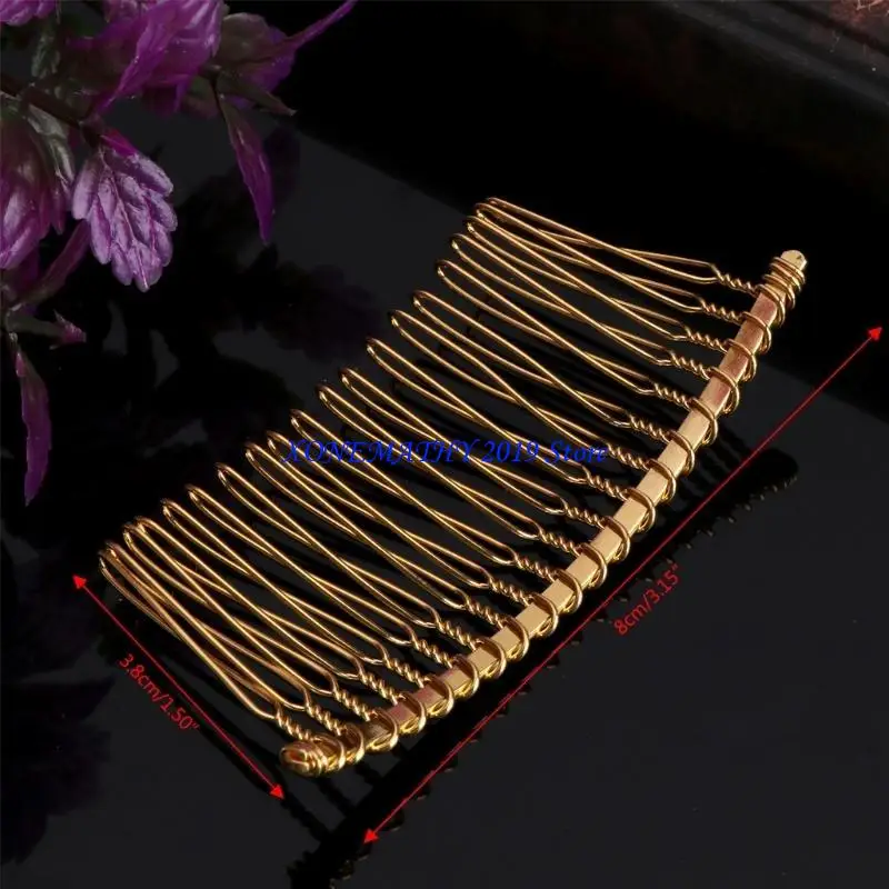 F42F Fancy DIY Metal Hair Clip Combs Side Hair Clip Bridal Wedding Veil Combs Blank Metal Hair Clips Gift for Girls Women