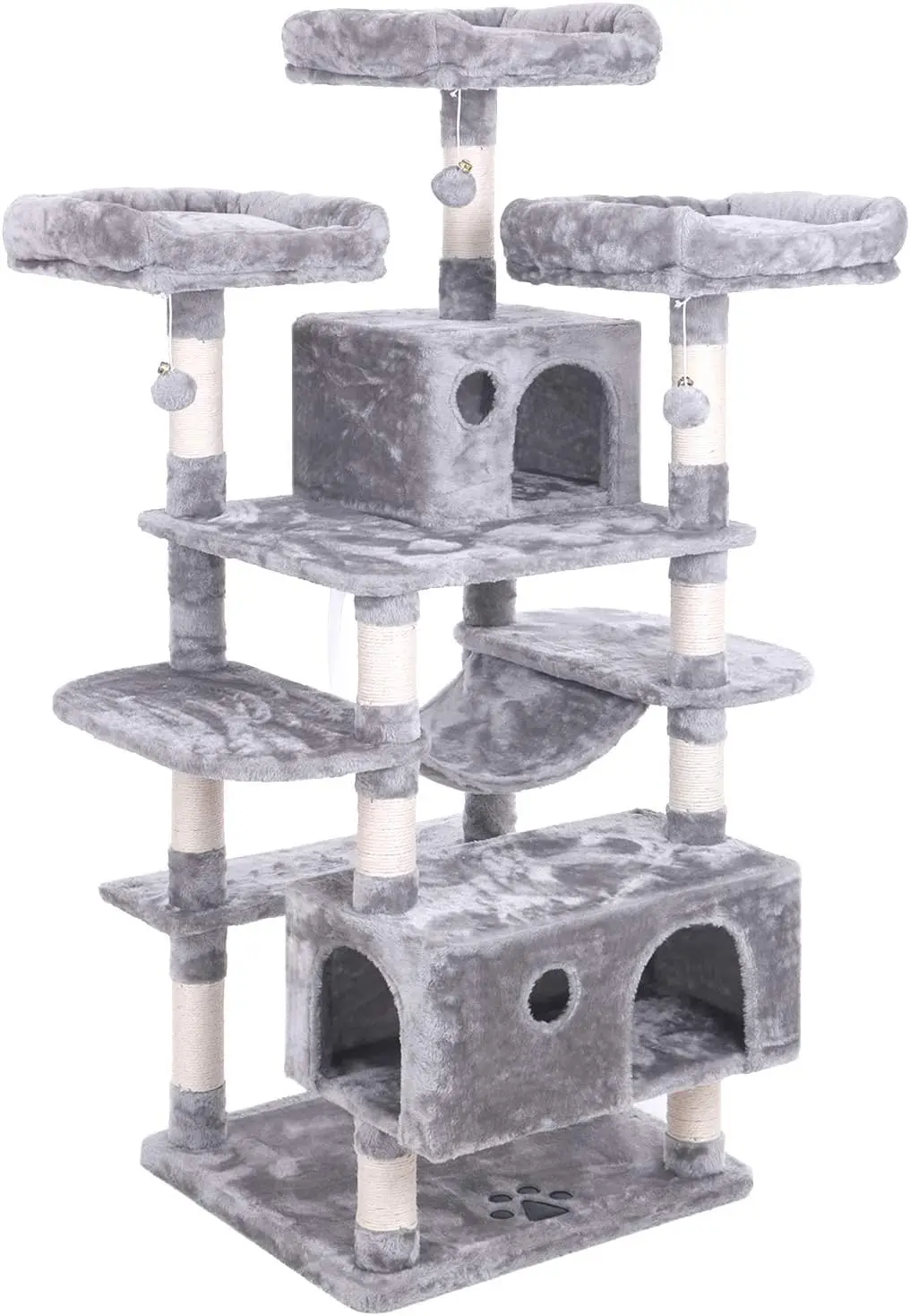 

BEWISHOME Large Cat Tree Condo with Sisal Scratching Posts Perches Houses Hammock, Cat Tower Furniture Kitty Activity Center