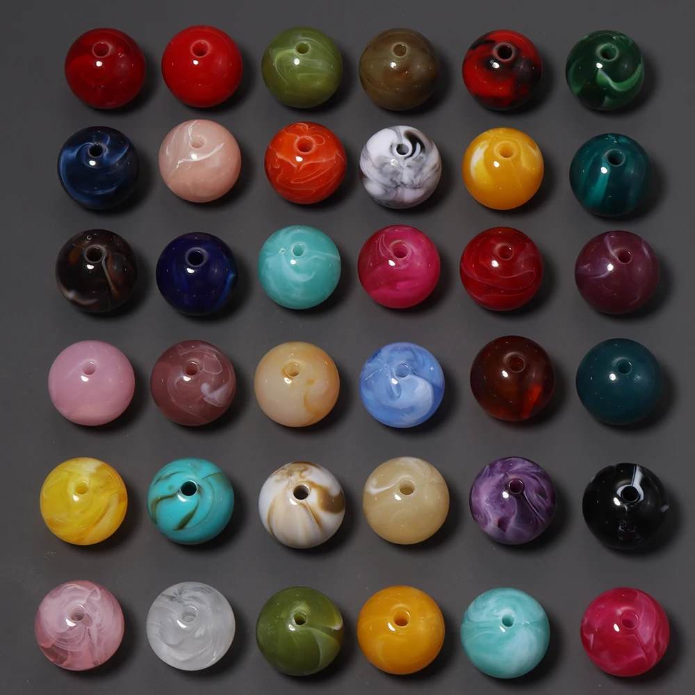 10Pcs/lot 20mm Imitation Natural Stone Round Acrylic Beads Clouds Effect Loose Bead Jewelry Making Bracelet necklace Accessories