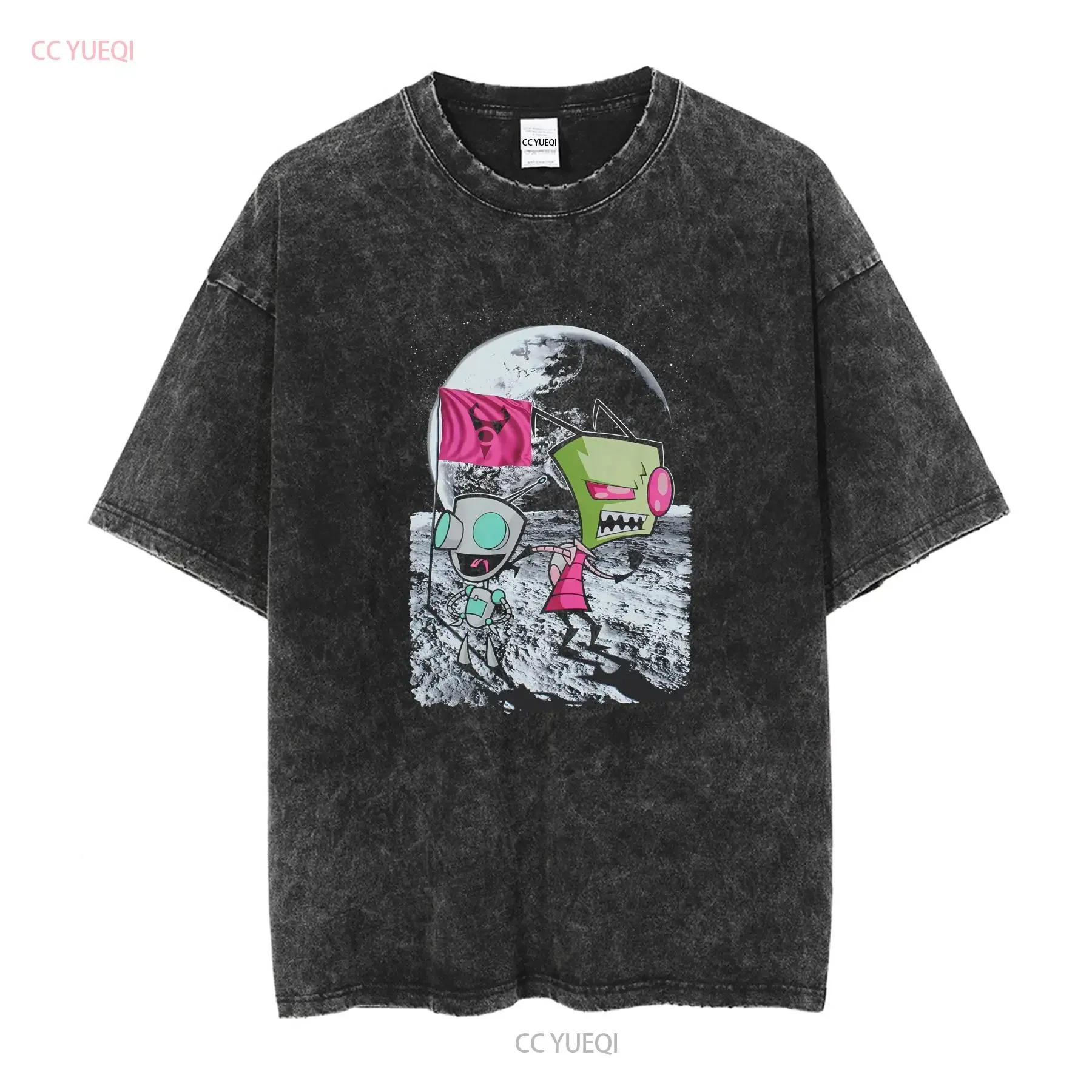 Invader Zim Adult New T Shirt Gir Posed on The Moon Pic long or short sleeves vintage Washed Soft Stylish Comfortable