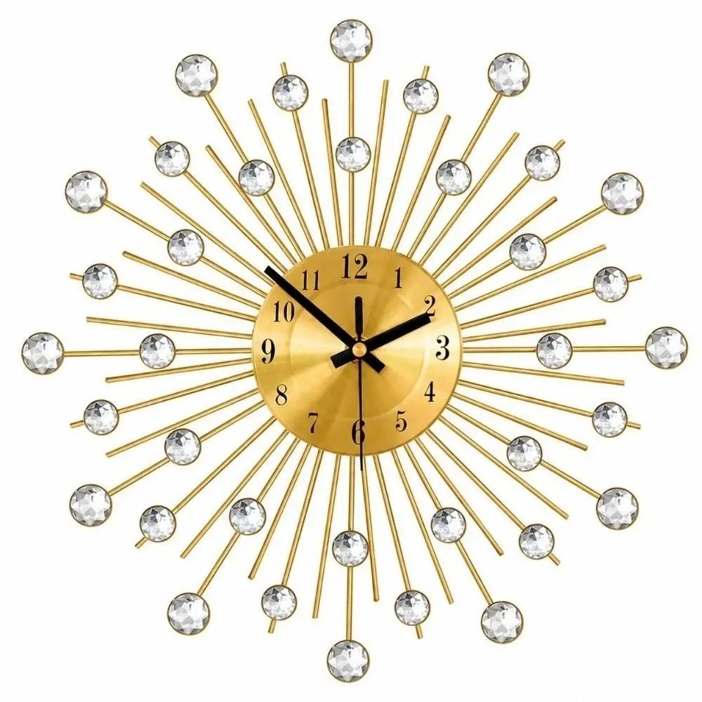 Diamond Studded Metal Wall Clock Metal Construction Iron Decorative Wall Clock Non-deformation Colorfast Wall-mounted Clock