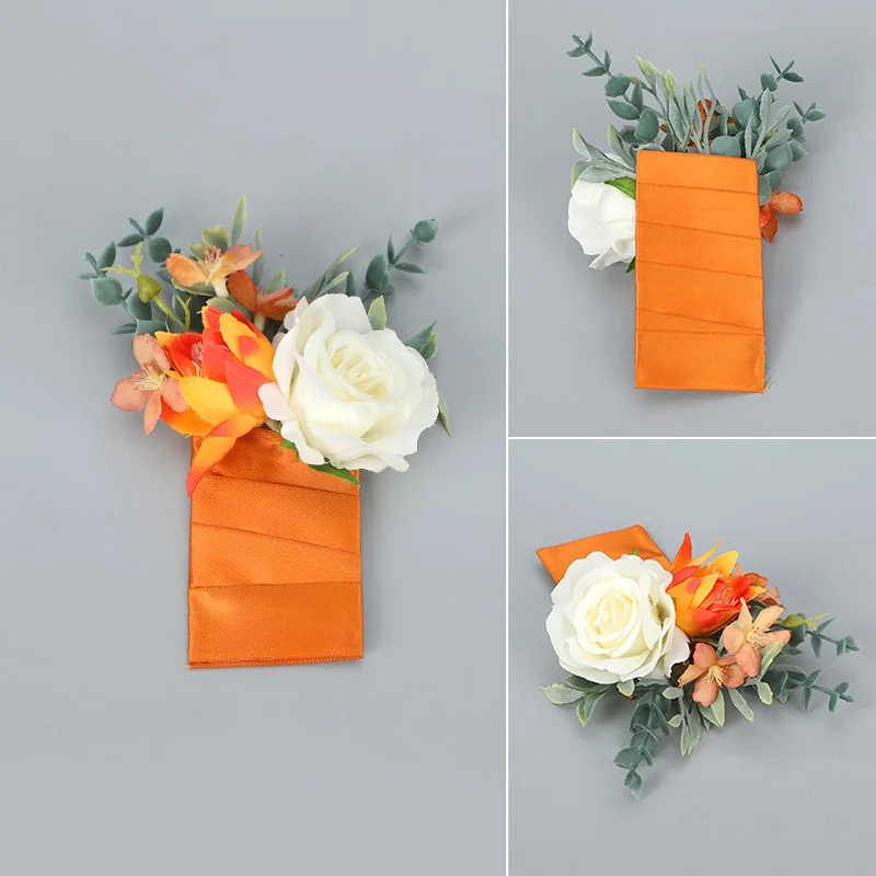 Neue künstliche Blumenstrauß Brosche für Hochzeit Bräutigam Trauzeugen Braut Tasche Papier Blume Ehe Zeremonie Party Zubehör