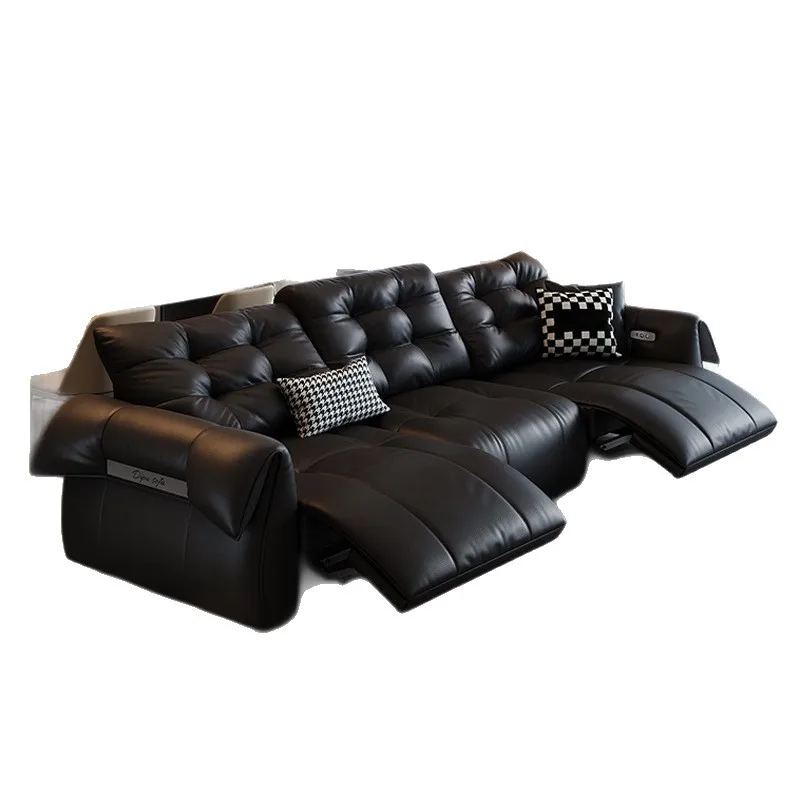 Genuine leather sofa, electric functional sofa, extendable top-grain cowhide bed