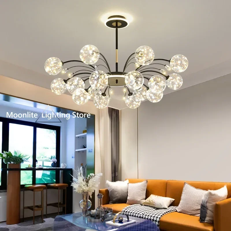 Gold Romantic Starry Ceiling Chandeliers Nordic Living Room Creative Home Led Ceiling Lights Bedroom Interior Home Decor Lamp