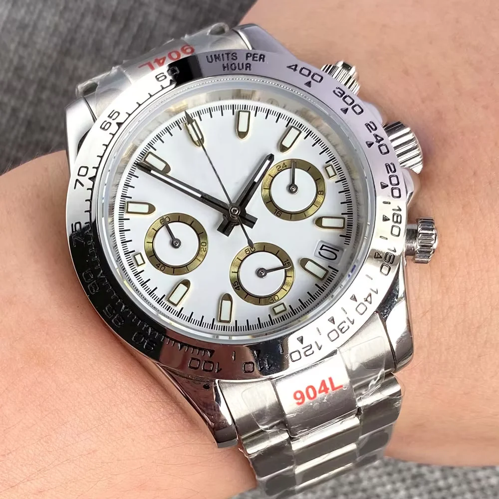 

QUARTZ Watches for Men Two Tone Rose gold Chronograph Steel Wristwatch Calendar Date Sapphire Glass Battery Sport Rejor