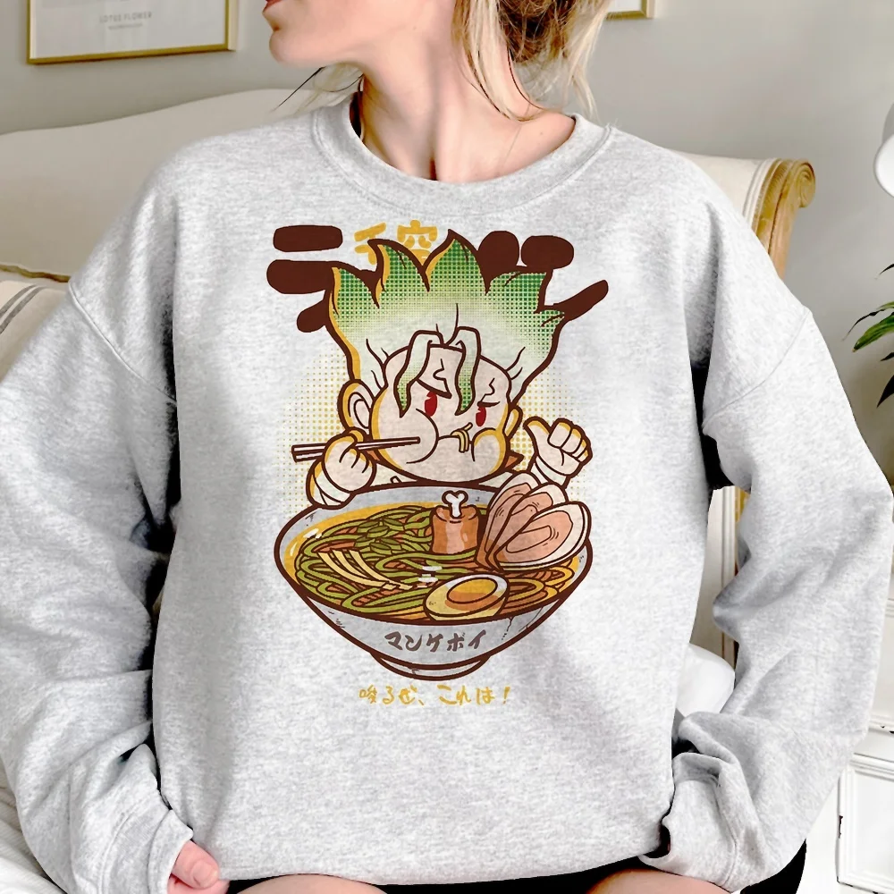 Dr Stone Damen-Sweatshirt, Harajuku-Hoodie, Rundhalsausschnitt, Y2K-Pullover, Streetwear, locker geschnitten. – Detail 3