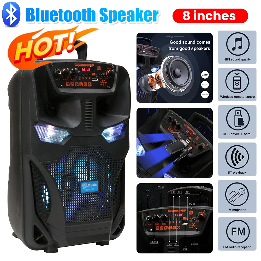 Bluetooth Speaker Wireless Portable Speaker Support FM Radio Subwoofer Stereo Loud Speaker Loud Boom Box for Outdoor