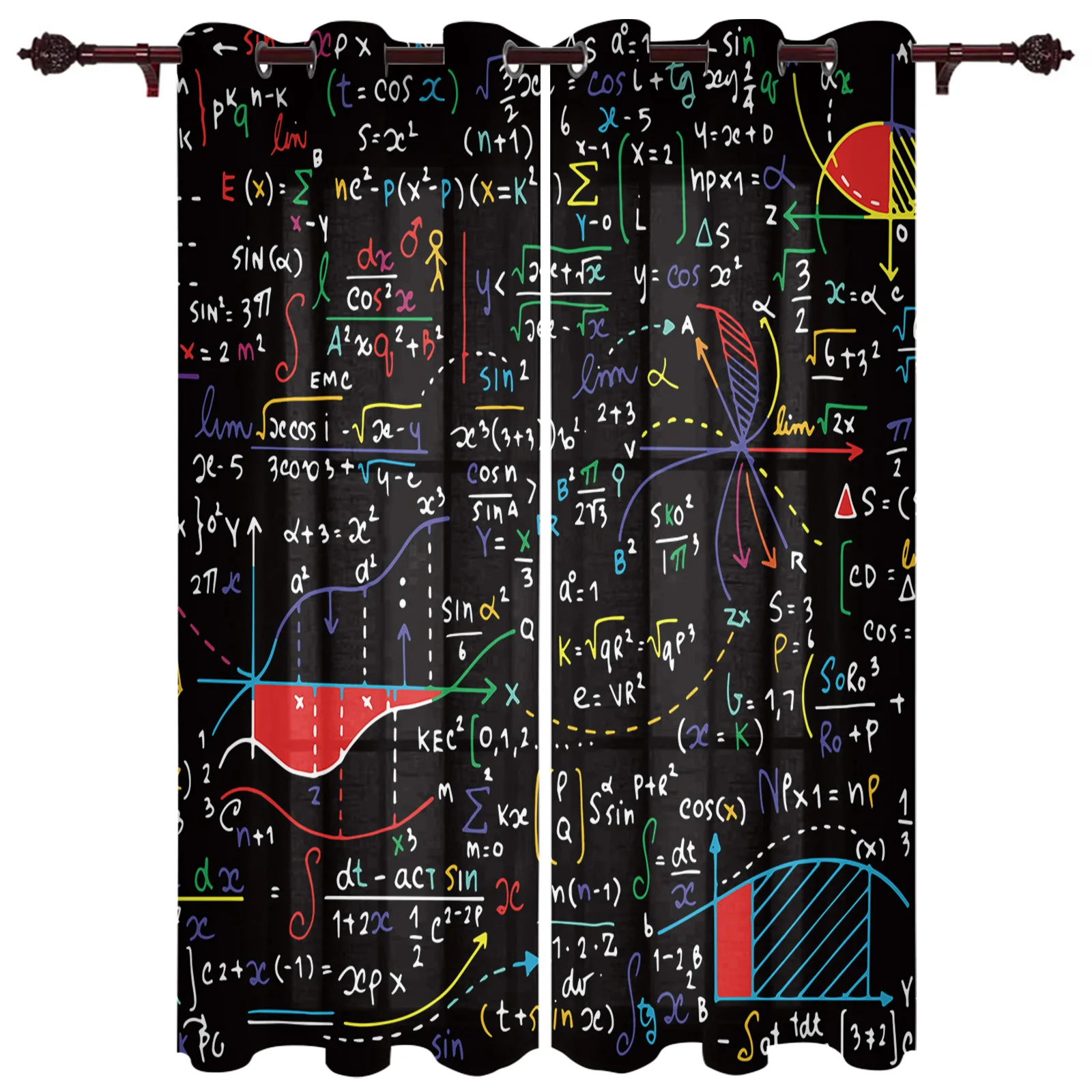 Mathematics Formula Chart Curtains for Bedroom Living Room Drapes Kitchen Children's Room Window Curtain Modern Home Decor