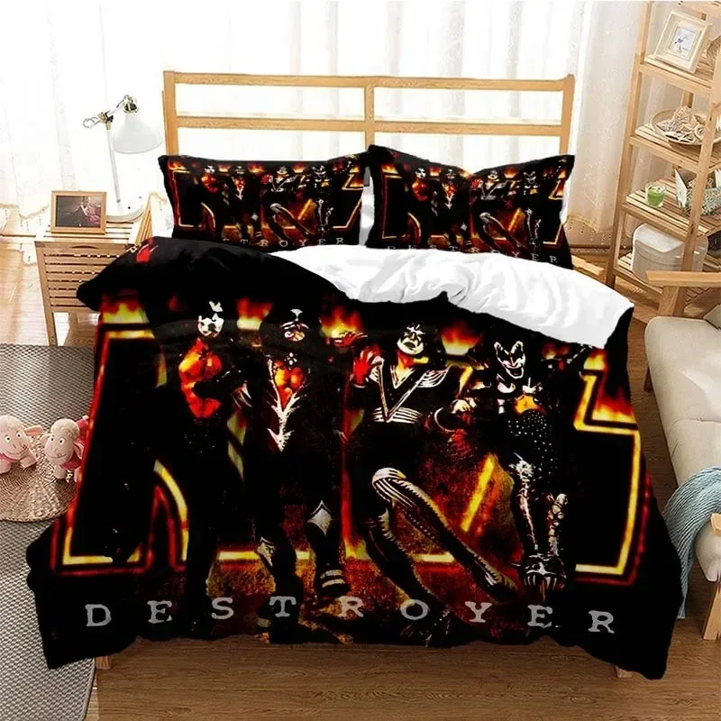 Kiss Band Fashion 3D NEW Duvet Cover Pillowcase Bedding Set Adult Boy Girl Bedroom Decoration Children Single Double Large 2