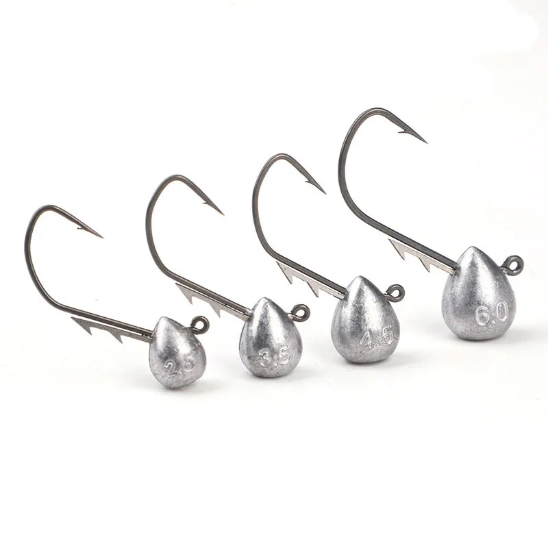 5pcs Jig Head Hook 2.5g/3.5g/4.5g/6g Rockfish Exposed Head Hook Barbed Hook Trout Soft Worm Lure Jig Fishing Hook