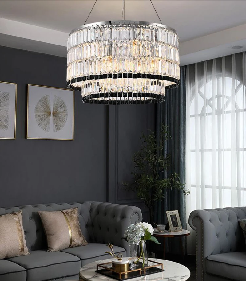 Modern Living Room K9 Crystal Chandelier Luxury Villa Designer Lamp Transparent Crystal Lamp