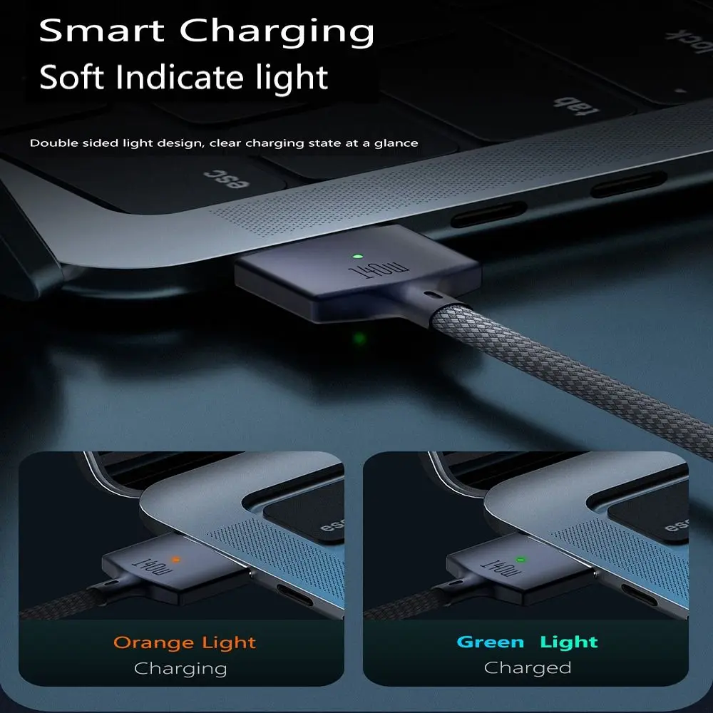 2M USB Type C TO MagSafe 3แม่เหล็กชาร์จสายชาร์จแล็ปท็อป PD 140W สำหรับ MacBook air/pro A2442 A2485 A2681