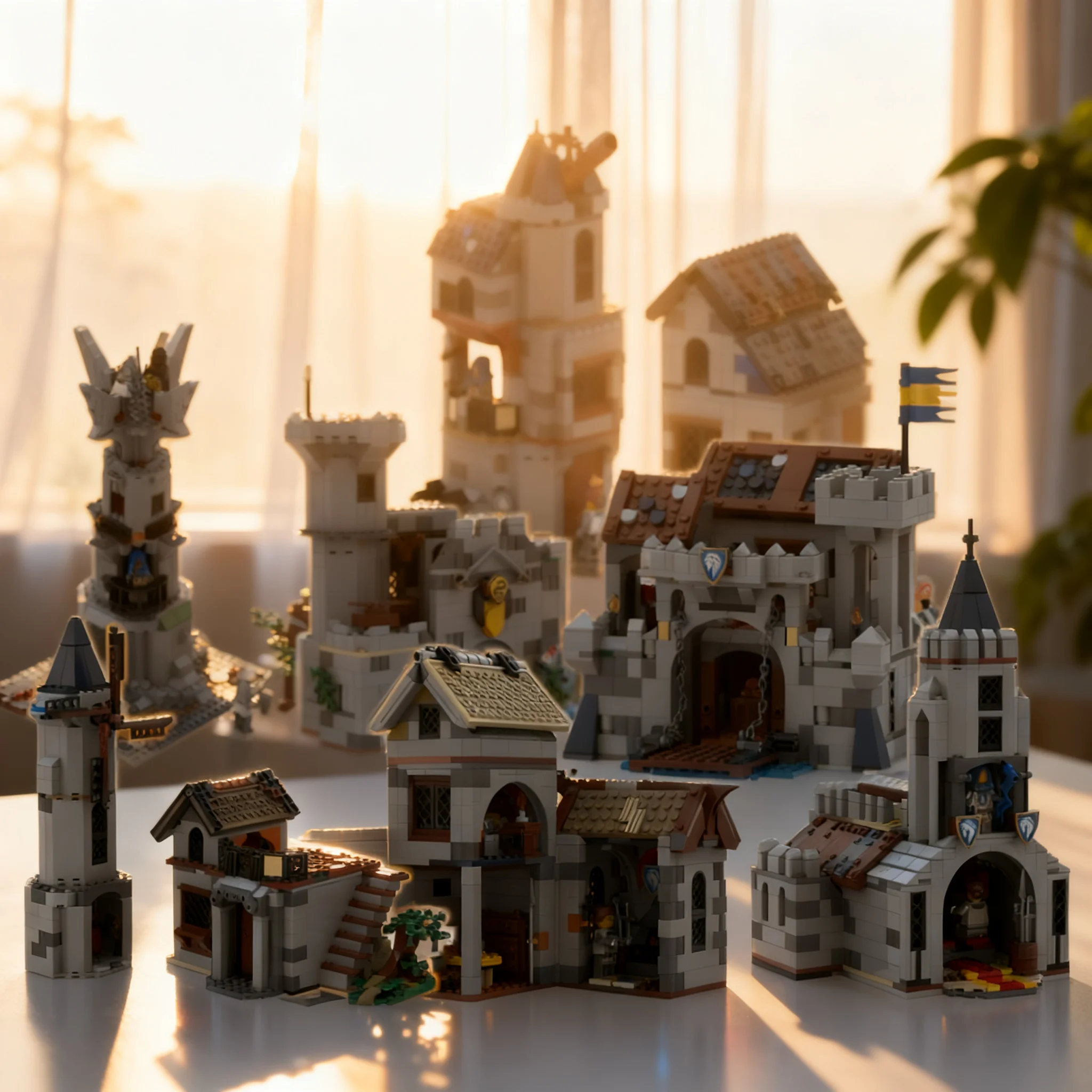 1371pcs MOC 9in1 Medieval Builinding Bundle Model Building Blocks Construction DIY Kids Creative Birthday Christmas Gift Toy