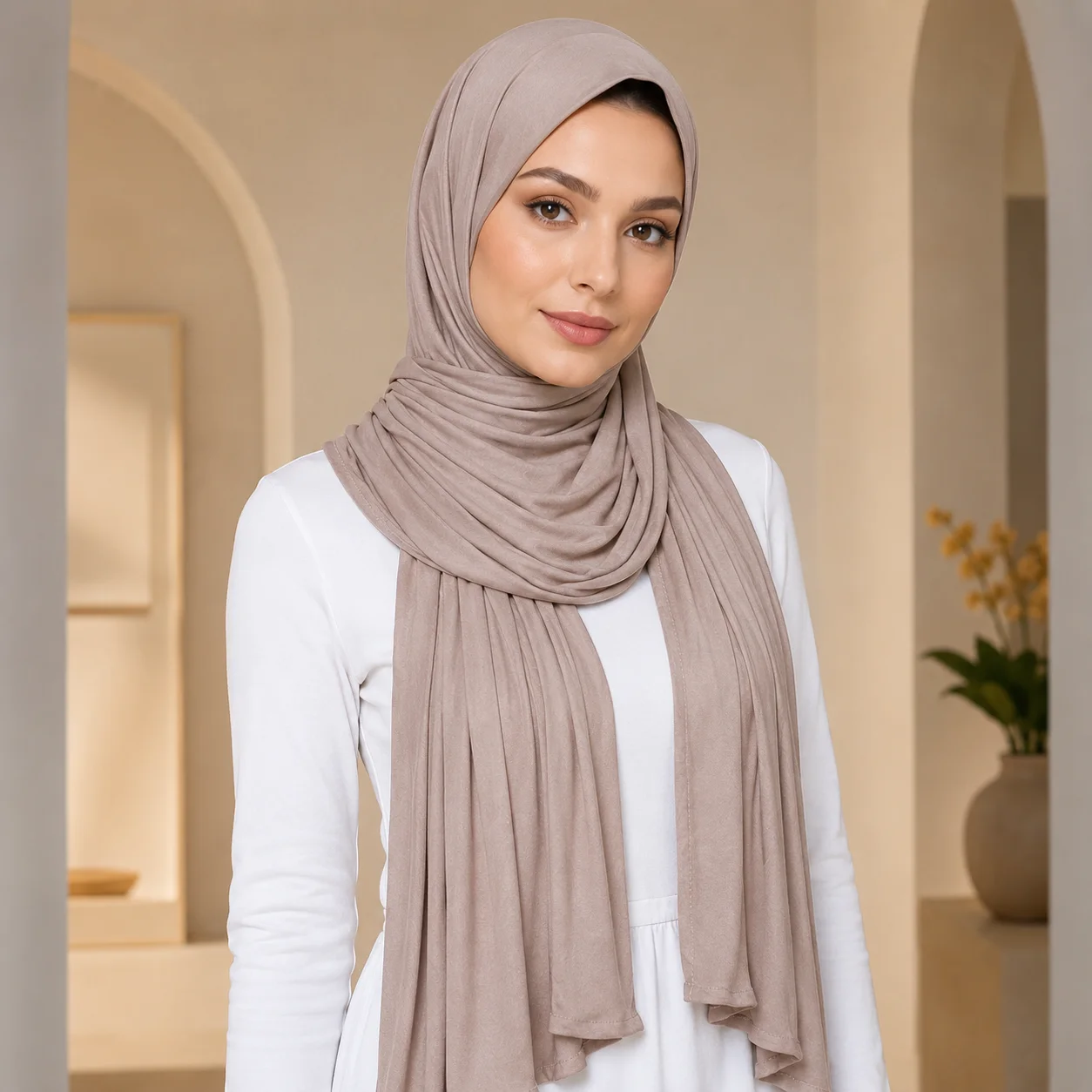 Weicher, fester Modal-Jersey-Hijab-Schal, dehnbarer, leichter, langer Kopftuch-Schal für muslimische Frauen, atmungsaktiv, einfarbig, für das tägliche Gebet – Detail 7