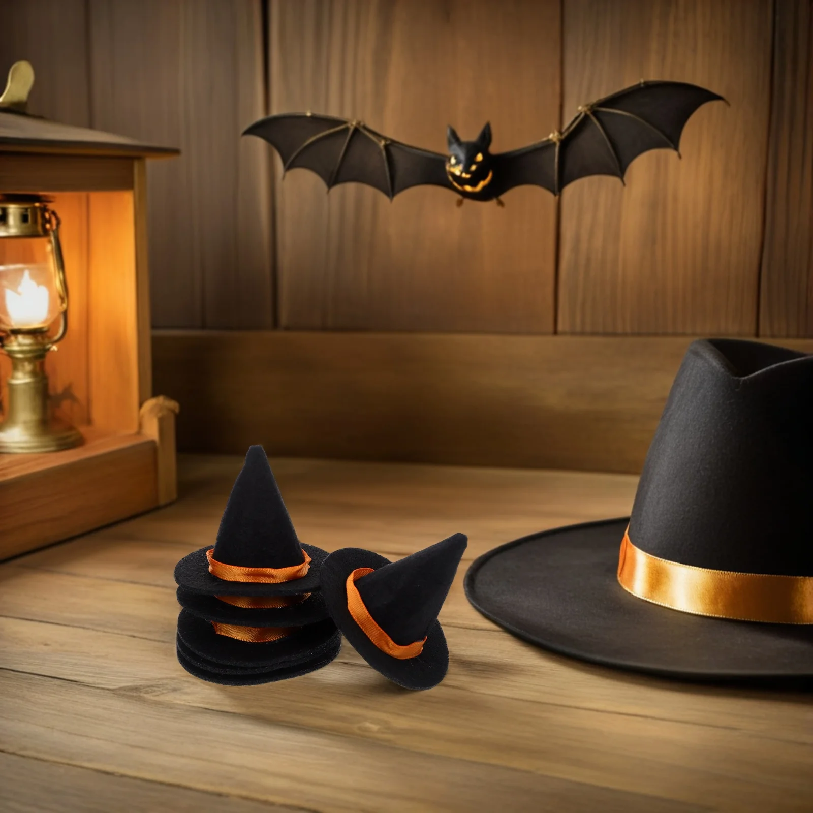 

16pcs Mini Black Felt Witch Hats Halloween Wine Bottle Covers Miniature Toppers Party Decoration Diy Crafts 2.55Inch Dust Proof