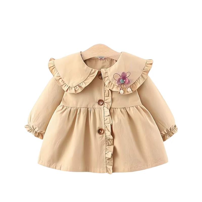 Trench Coat For Girl 2024 New Spring Autumn Jacket Beige Trench Coat Children\'s Fashion Casual Jacket Children Clothes