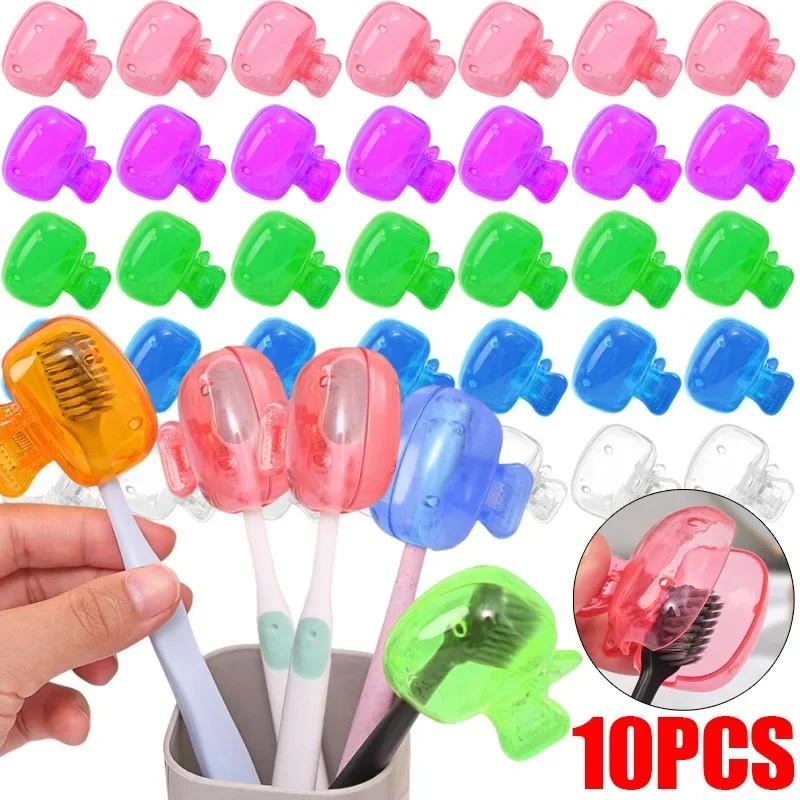 10/1PCS Portable Toothbrush Head Cover Clips Plastic Colorful Dustproof Head Protector Cap Case Outdoor Travel Bathroom Supplies