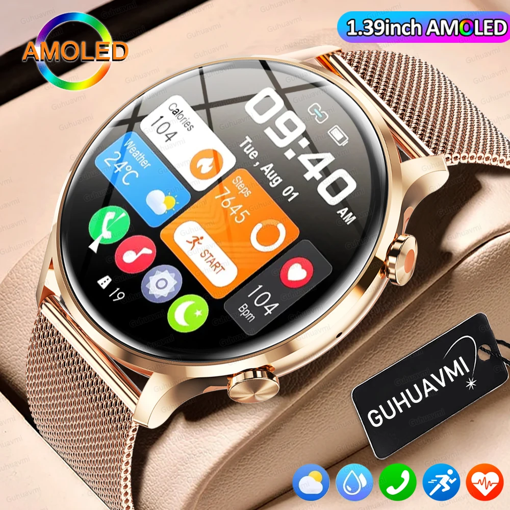 

2025 New Smartwatch Women 1.39 inch AMOLED HD Screen Always On Display Custom dial Call IP68 Sport Smart Watch For Huawei Xiaomi