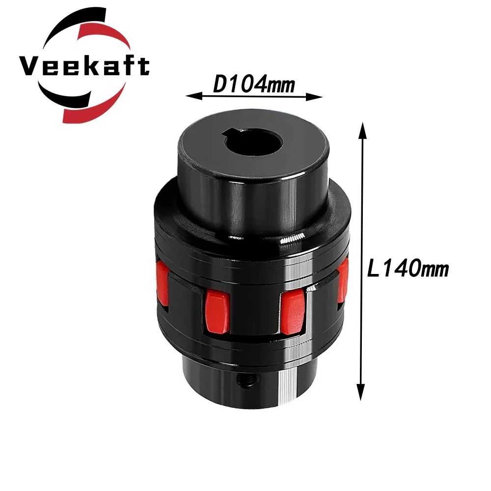 Veekaft 1PC XL6 D104L140 15/18/22/28/32/35/40/60mm GR48 CNC Motor Ballscrew Jaw Spider Plum Steel Shaft Coupler Flexible Couplin