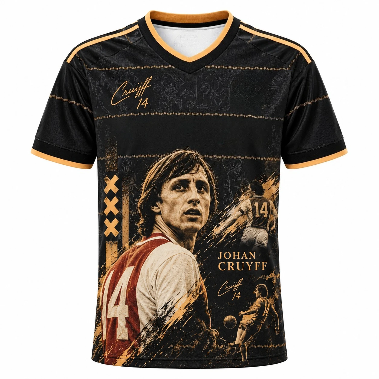 2026 New AFC Ajax Short Sleeved Football Figure Print Men's and Women's T-shirt Quick Drying Breathable Polyester Sports Top