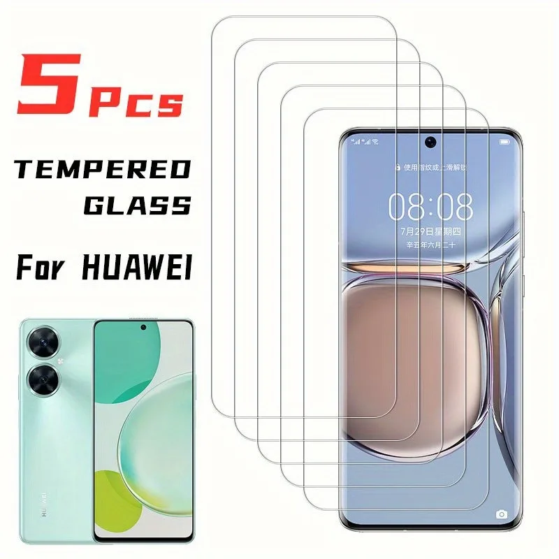 Paquete de 5 protectores de pantalla de vidrio templado de alta definición para Huawei Meta 70 60 50 Pura 80 70 P60 P50 P40 nava 14 13 12 11 10 Pro